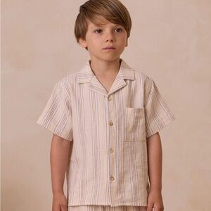 Rylee + Cru lapel collar shirt & shorts summer set summer stripe